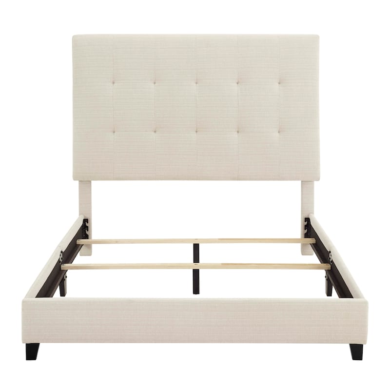 Bridgevine Home Tall Beige Tufted Upholstered Platform Bed