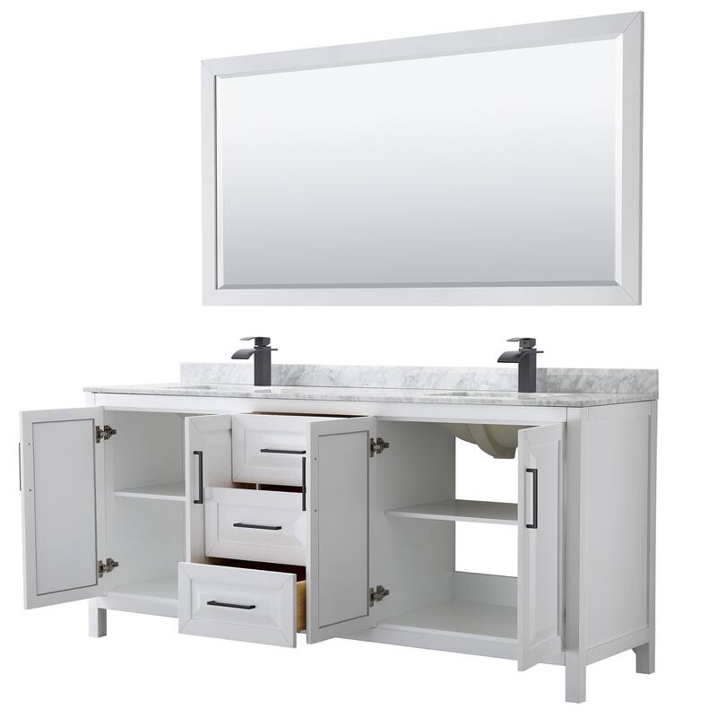 Daria 80-inch Double Vanity, Marble Top, 70-inch Mirror