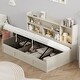 preview thumbnail 4 of 12, Twin Storage Bookcases Platform Bed wUSB Charging Station, LIGHT GREY