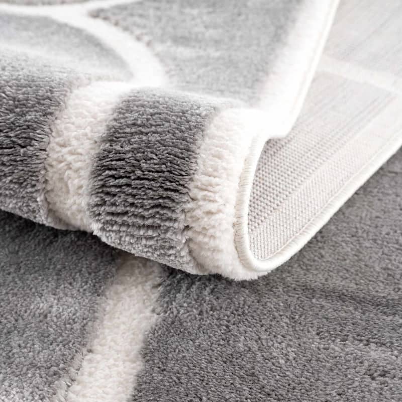 Hauteloom Azana Living Room, Bedroom Area Rug - Farmhouse - High Pile - Bone,Black - 5'3" x 7'
