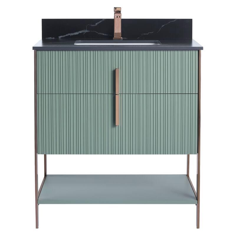 Fine Fixtures Serenity Modern Bathroom Vanity with Black Sintered Stone Top