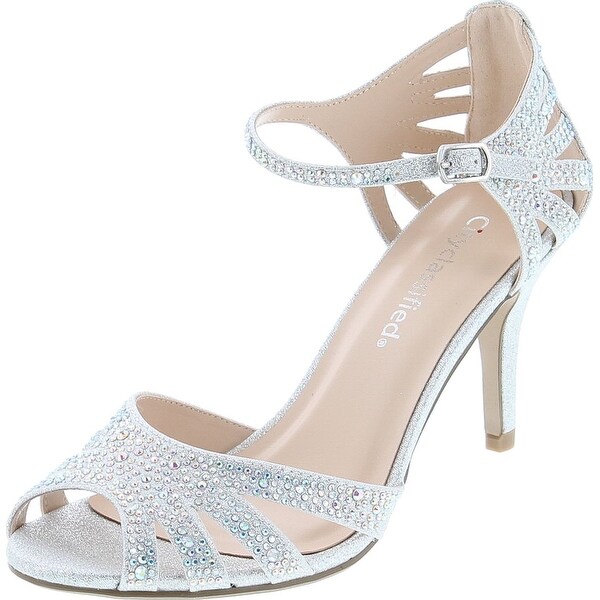 strappy silver low heels