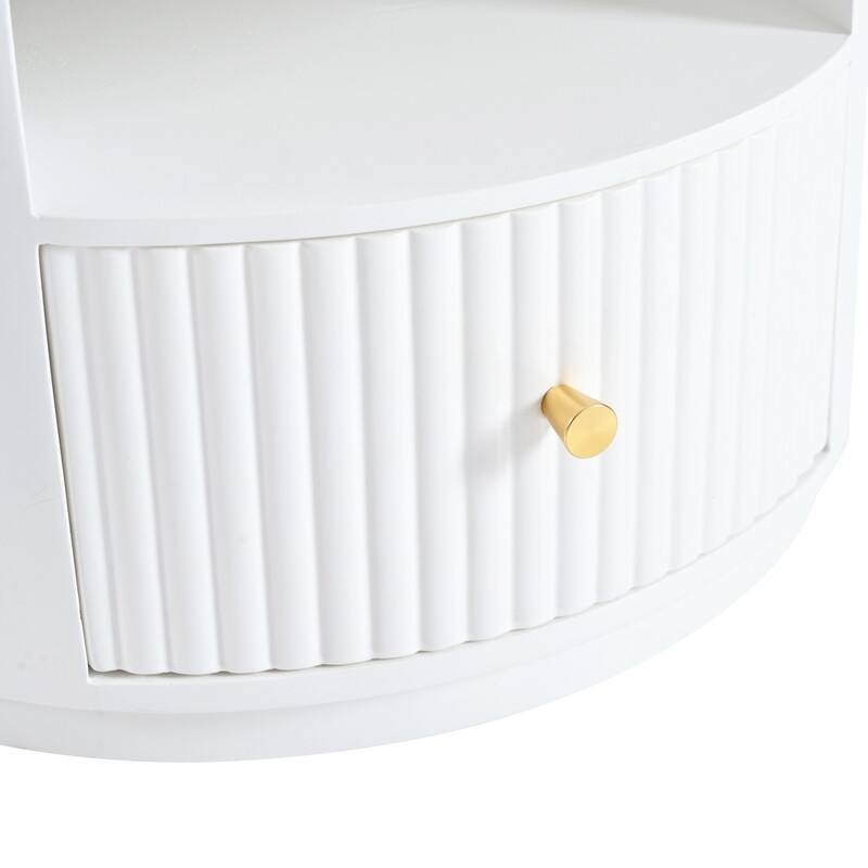Cream Style Cloud-Shaped Coffee Table Set of 3, Irregular Design Cocktail End Table with Storage Drawer & 2 Small Stools