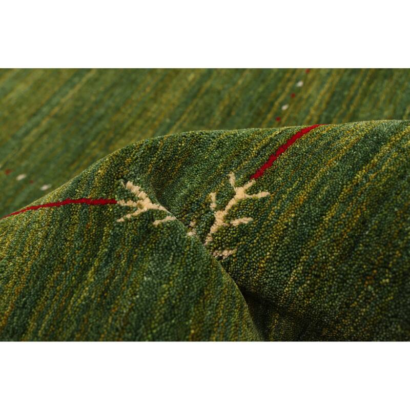 ECARPETGALLERY Hand Loomed Kashkuli Gabbeh Green Wool Rug - 4'11 x 7'11