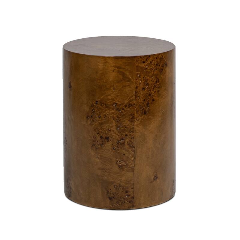 Nebula 20" Burl Wood Accent Oval Pillar Side Table