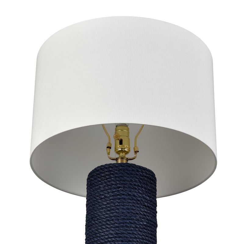 Elk Home Sherman Navy With White Linen Drum Shade Table Lamp