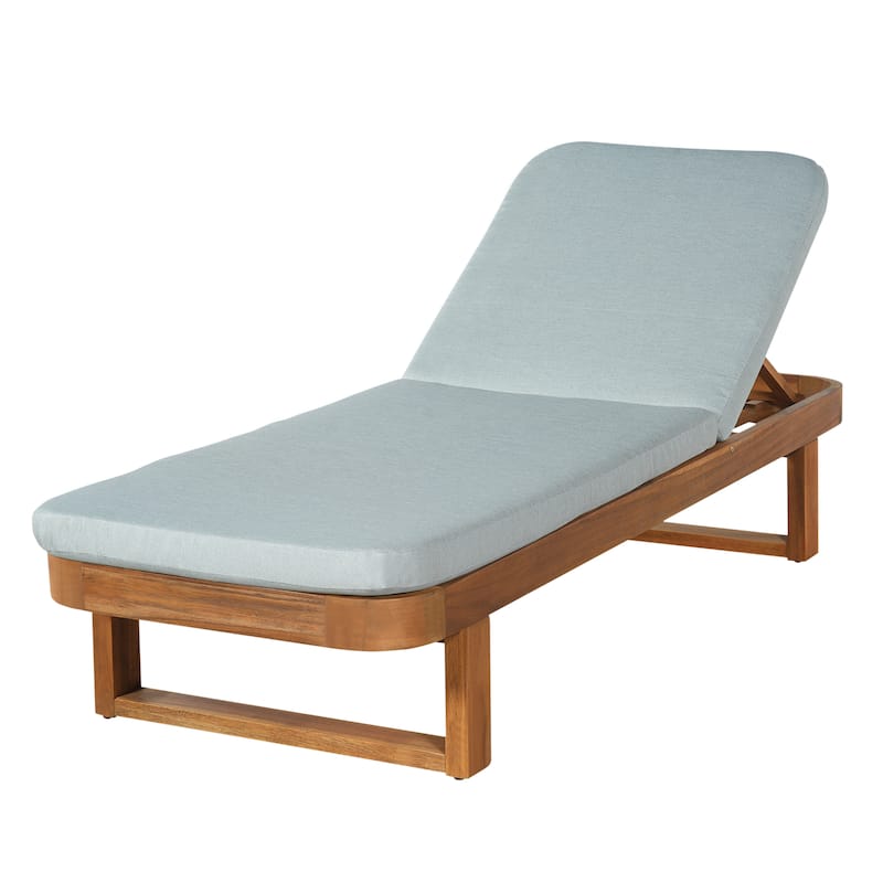 Christopher Knight Home - Milos Outdoor Acacia Wood Chaise Lounge with Adjustable Backrest & Water Resistant Cushioned Seat