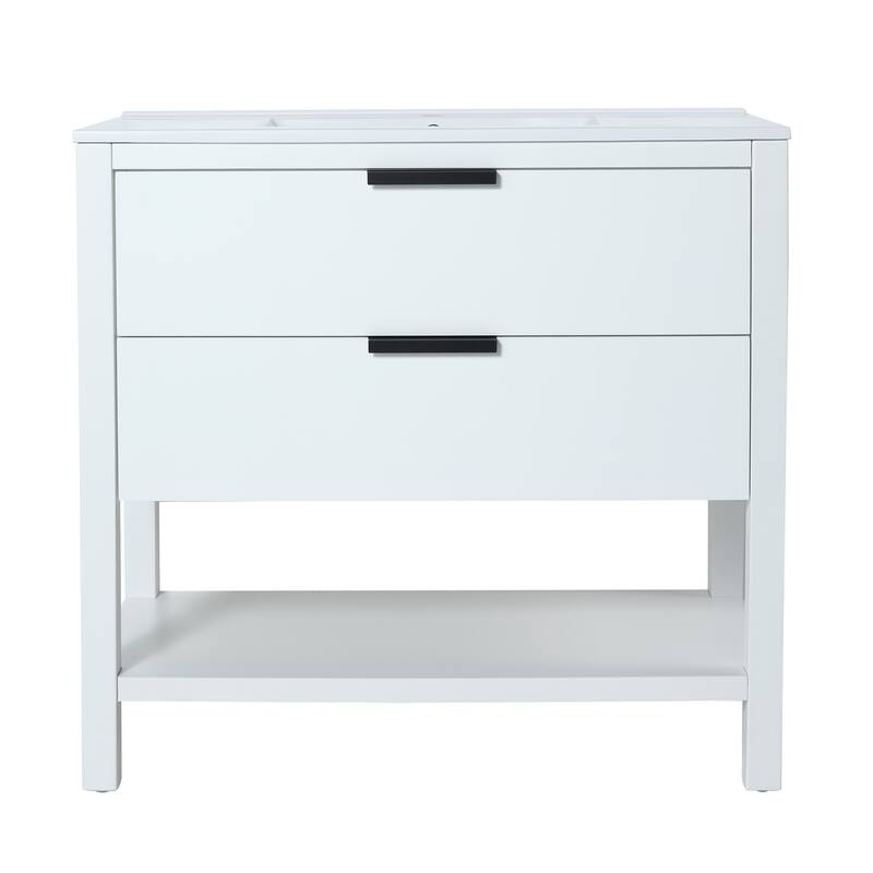 GDFStudio - Everett Modern Freestanding Bathroom Vanity with Dual Soft-Close Drawers