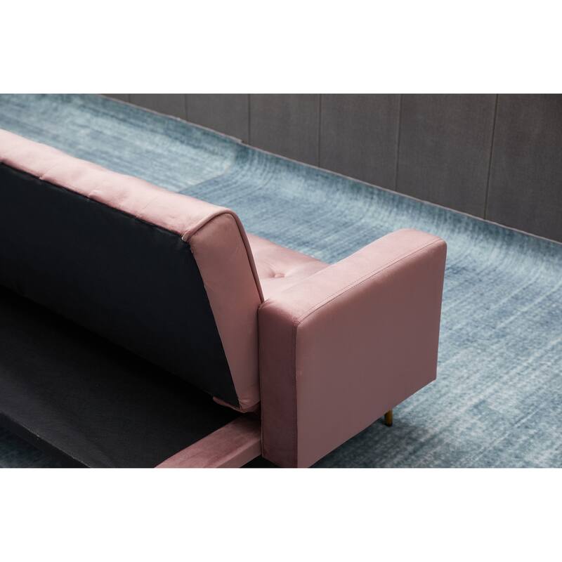 Rose Sofa Bed with Golden Metal Legs, Solid Wood+MDF, 75x32x29 inches