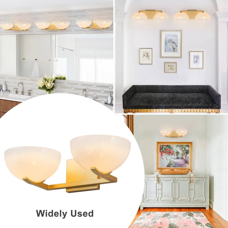 Modern Bowl-Shape Vanity Lights with Gradient White Glass Shades