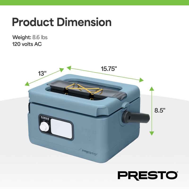 Presto 06019 8 Qt Nomad Portable Electric Slow Cooker, Locking Lid, Green/Gold
