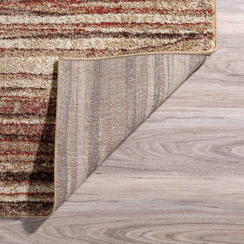 ADDISON Blair Abstract Striped Spice/Beige Area Rug (4'11"X7') - 4'11"X7'