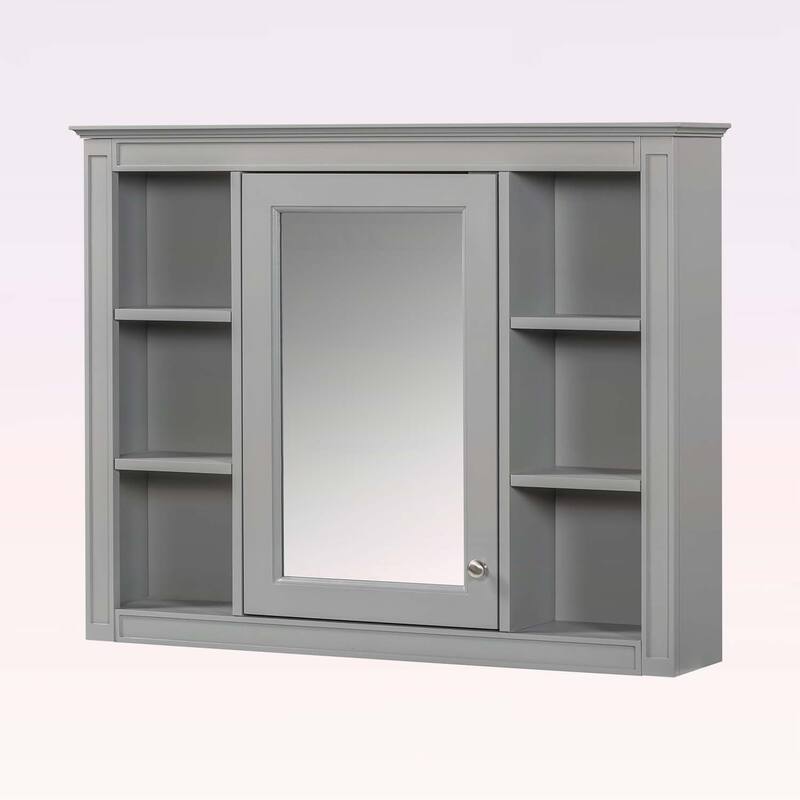Wall-Mounted Bathroom Storage Cabinet with Mirror,6 Open Shelves,Modern and Space-Efficient Design