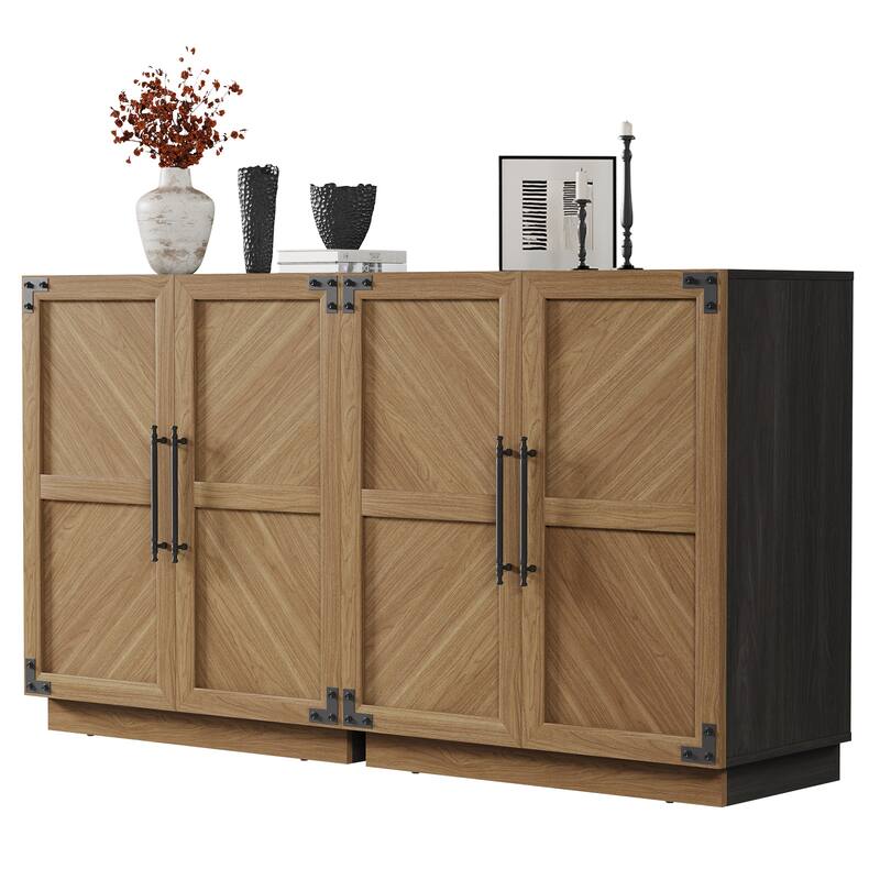 2 Doors Vintage Magician Storage Cabinet - Brown - 2-Piece