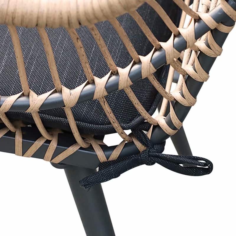 3-Piece Cushioned Bistro Set Patio Wicker Chair and Side Table