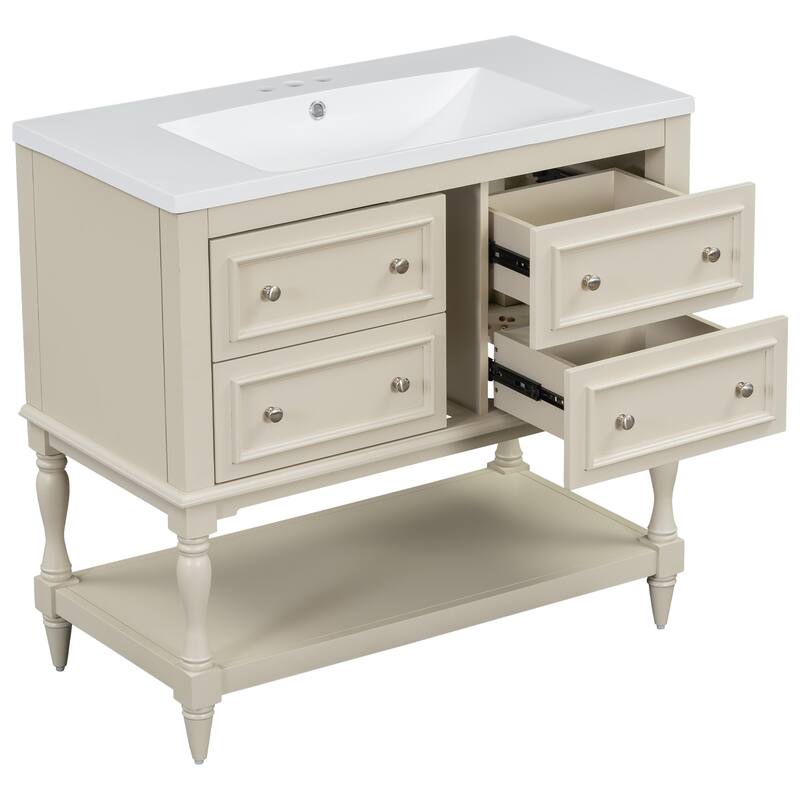 Bathroom Vanity Cabinet Free Standing Vanity Set with 4 Drawers