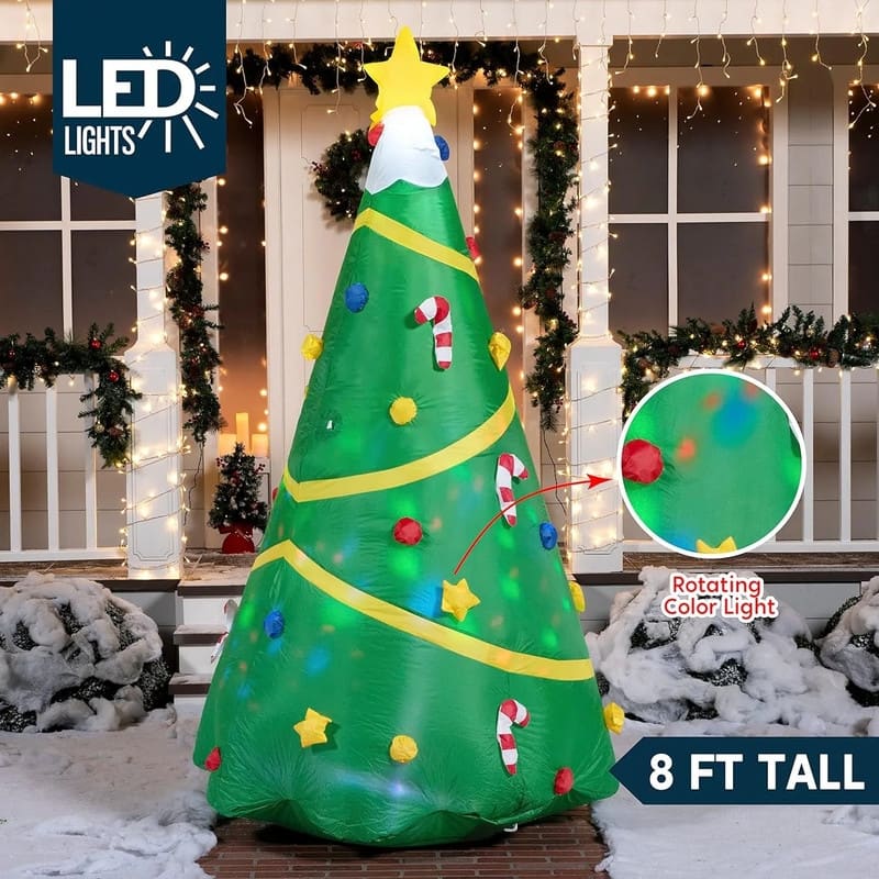 Joyfy 8ft Lighted Giant Christmas Tree Inflatable with Built-in Projection