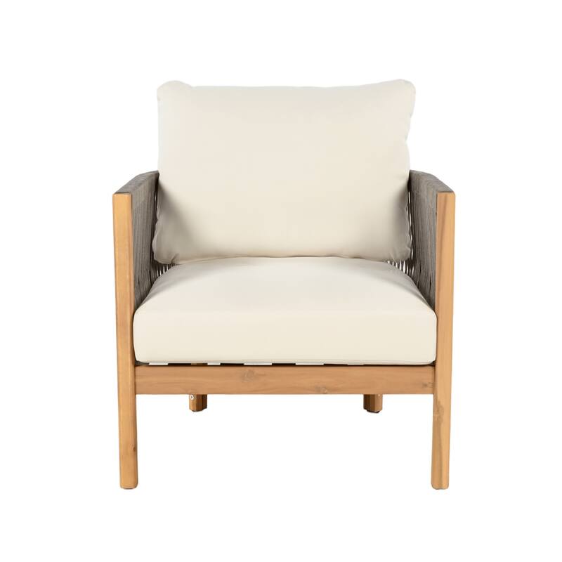 Christopher Knight Home - Valencia Acacia Wood Patio Club Chair with Woven Rope Accents