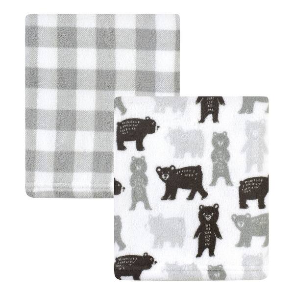 slide 1 of 1, Hudson Baby Infant Girl Silky Plush Blanket, Bears And Plaid, 30x36 inches - Bears And Plaid - 30x36 inches 30x36 inches - Bears And Plaid