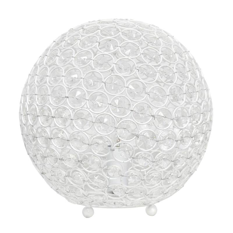 10 in. White Finish Table Lamp, Round Lamp for End and Side Table