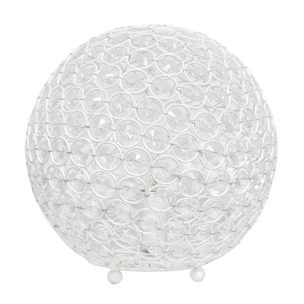 10 in. White Finish Table Lamp, Round Lamp for End and Side Table