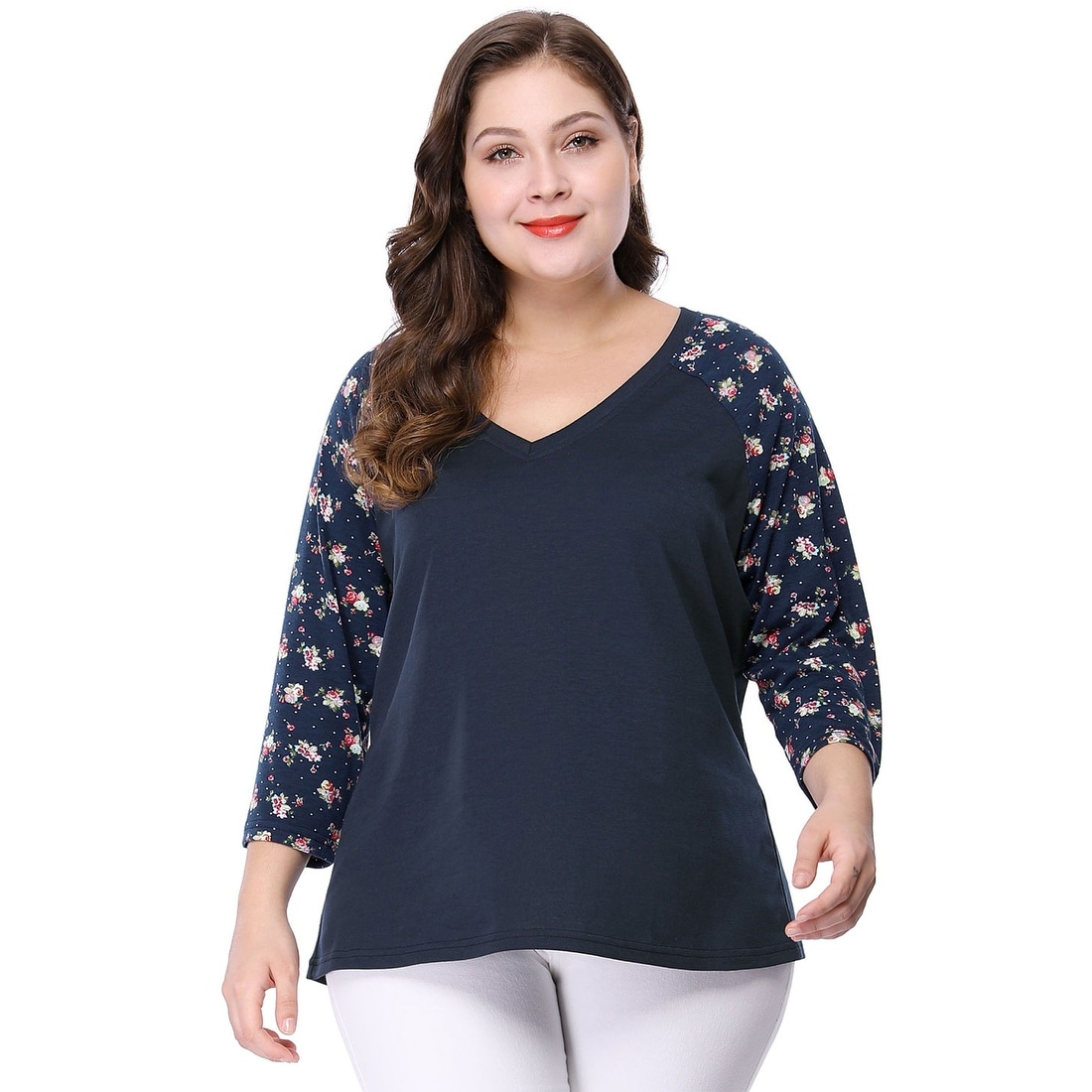 v neck plus size tops