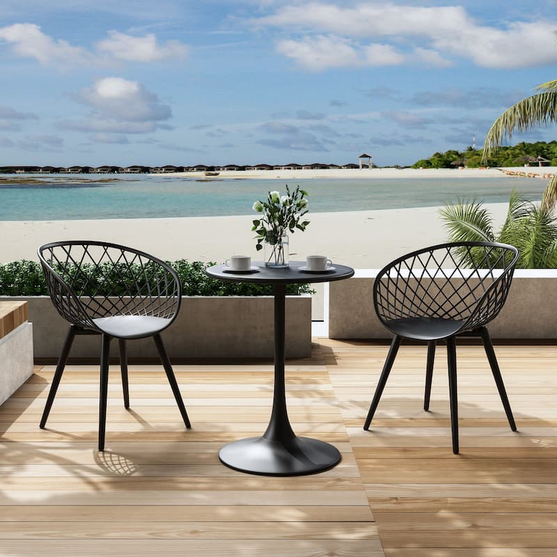 Kurv 3-Piece Lux Bistro Set, Weather Resistant, Indoor/Outdoor - Black