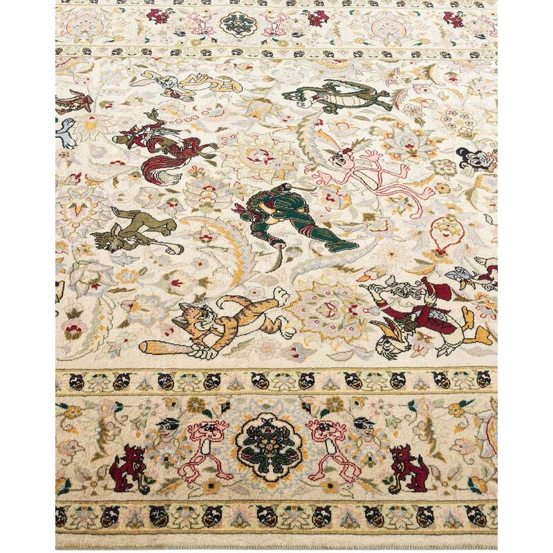 Overton Handknotted Wool Traditional Oriental Ivory Area Rug - 5' x 8'