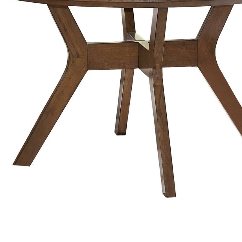 Leom Dining Table, X Shaped Base, Brown Mindy Veneer, 50 Inch Round