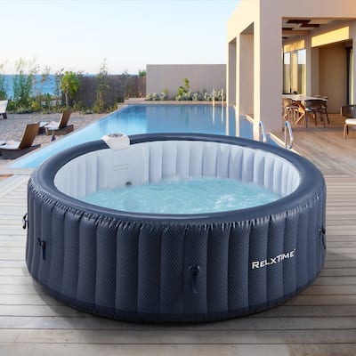 Portable Round Inflatable Hot Tub 6 Person Spa With Cover