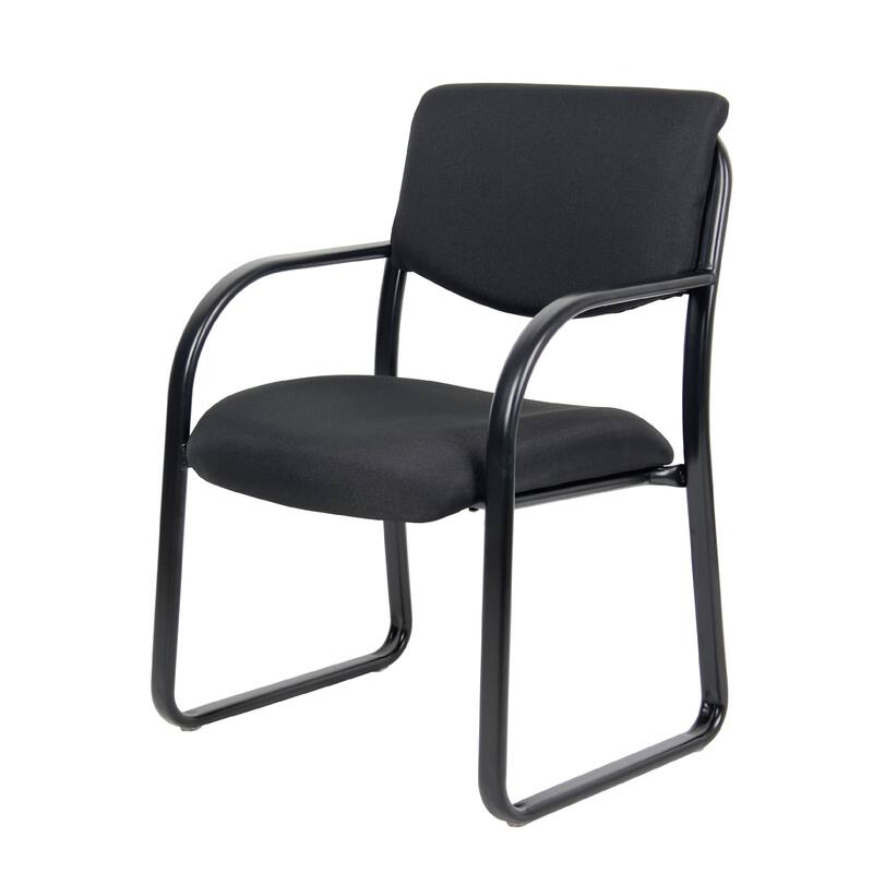 Kris Guest Armchair with Sled Base, Steel, Black Performance Polyester