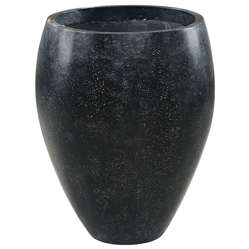 Lionel Lightweight Concrete Terrazzo Pot Planter, Black
