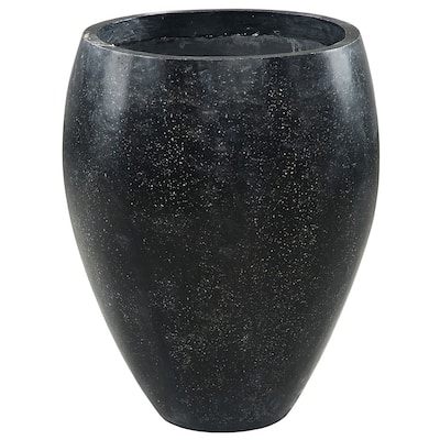 Lionel Lightweight Concrete Terrazzo Pot Planter, Black