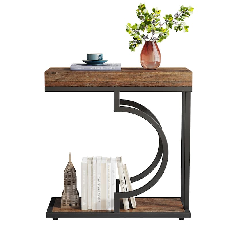 Narrow Side Table White Gold Side Table C Shaped End Table Modern Bedside Table Small Side Table for Couch Living Room