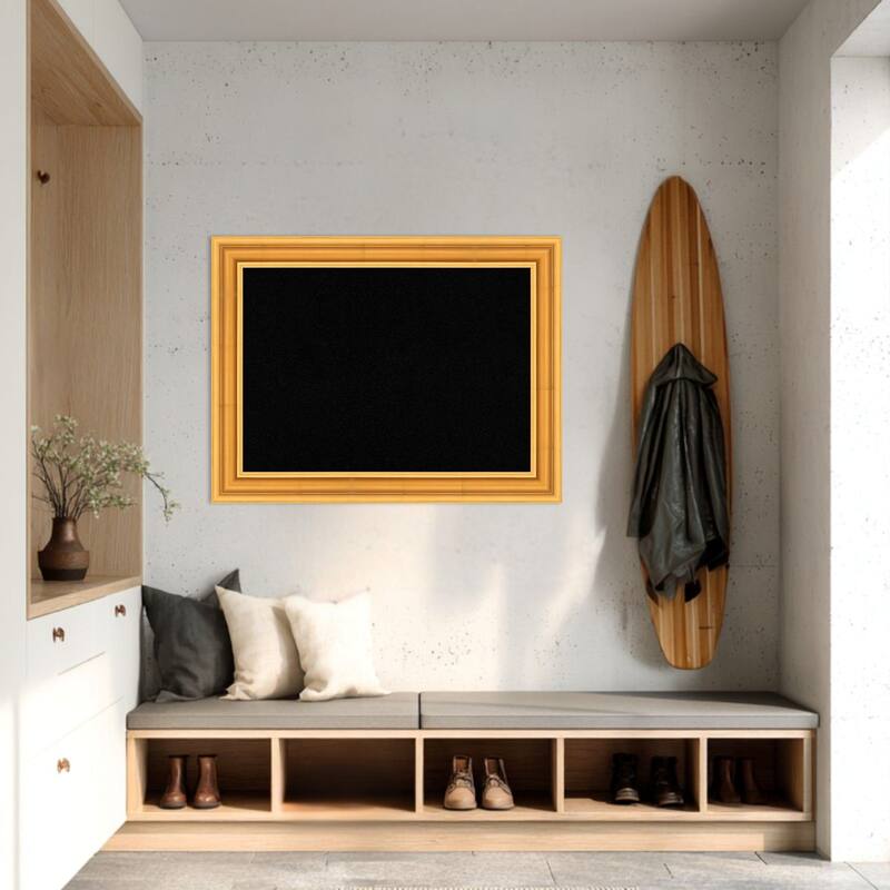 Sierra Gold Wood Framed Cork Board - Bulletin Board, Organization Board, Pin Board