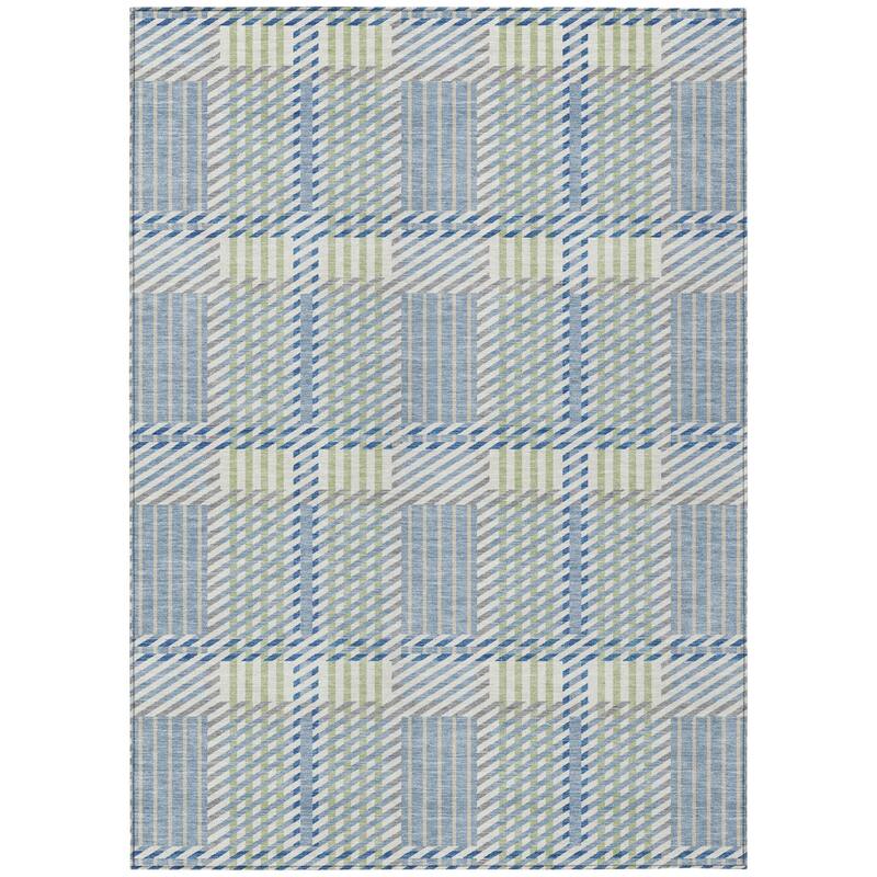 HomeRoots Plaid Transitional Rectangle Outdoor Rug