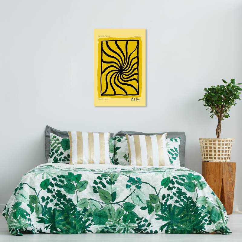 Wynwood Studio Canvas Abstract I Love Positive Yellow Yellow and Modern & Contemporary Wall Art Canvas Print - 24 x 36