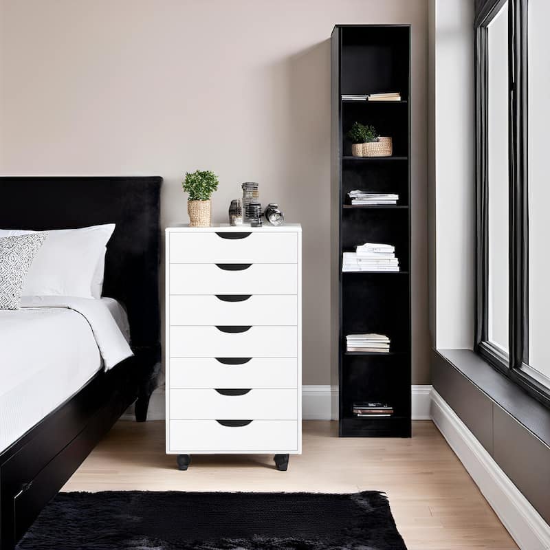 Sleek Modern Drawer Dresser Storage Cabinet with Grooved Drawer Pulls, Multipurpose Office File Storage Cabinet