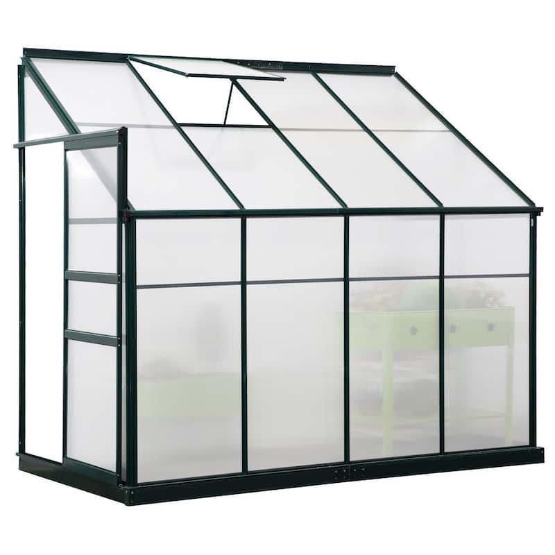 Outsunny Walk-In Garden Aluminum Polycarbonate Greenhouse with Roof Vent for Plants Herbs Vegetables