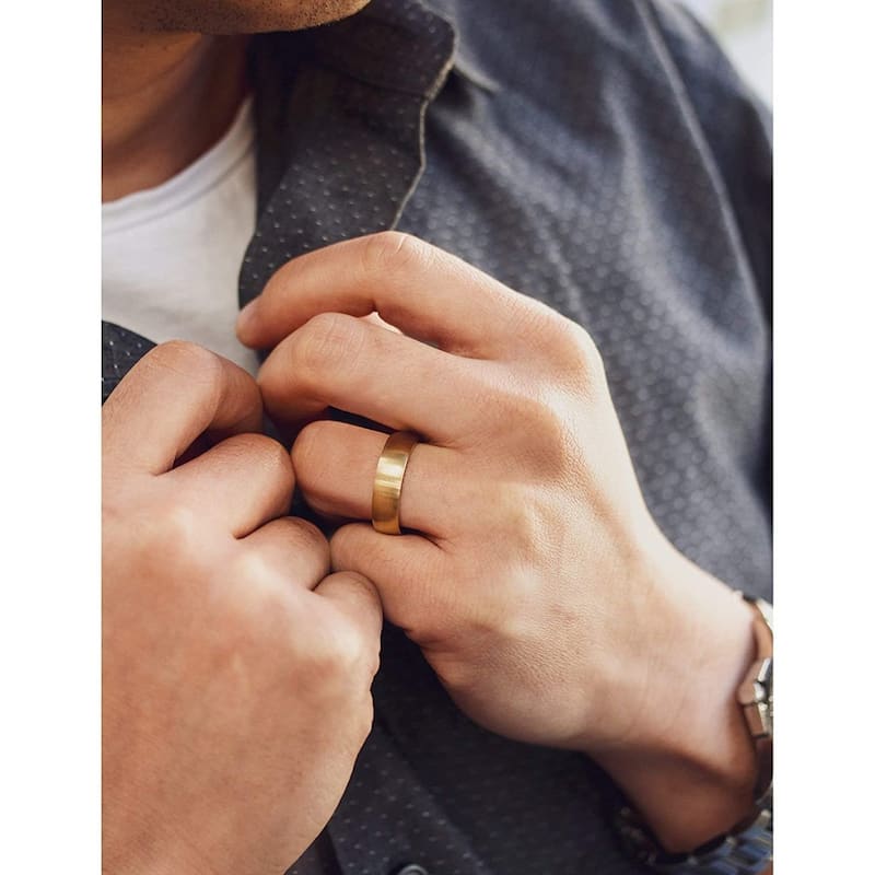 Annello by Kobelli 14k Solid Gold 6mm Domed Satin Matte Gold Wedding Band