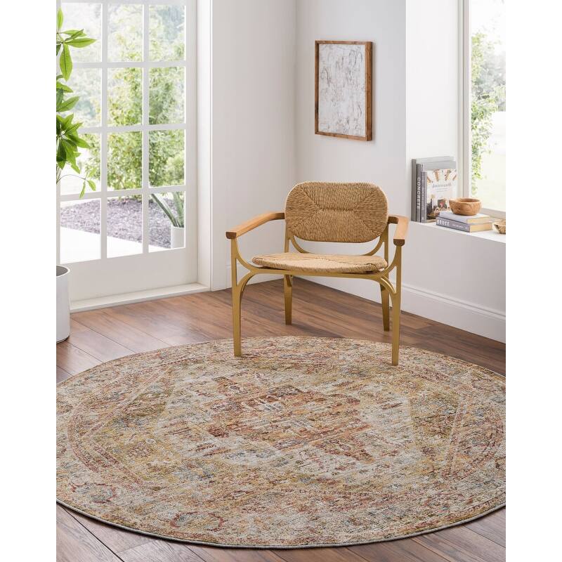 Livabliss Traditional Naila Medallion Area Rug - 2'7" x 7'3" - Olive/Rust