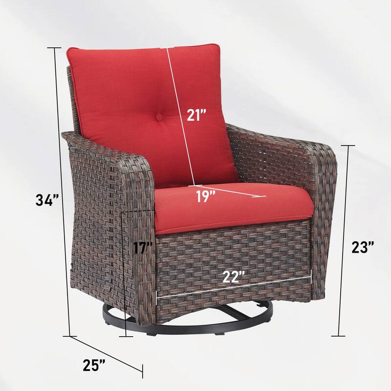 2 Piece Glider Chairs for Backyard Brown- Red - Brown