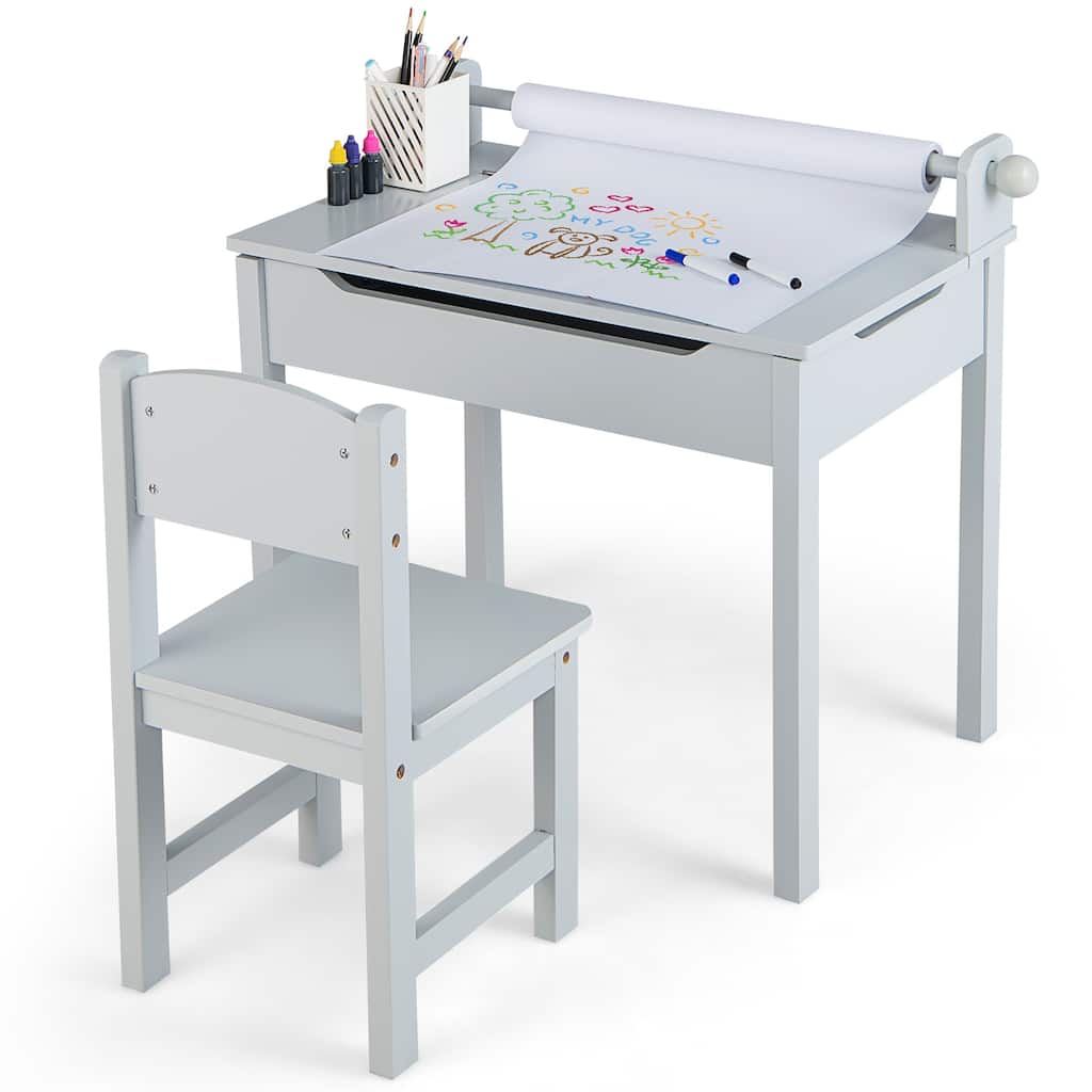 Costway Toddler Craft Table & Chair Set Kids Art Crafts Table - See Details