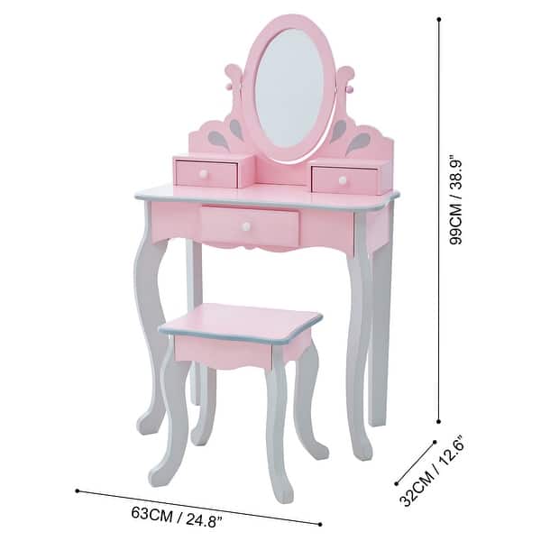 Teamson Kids - Little Princess Rapunzel Play Vanity Set - Pink / Grey