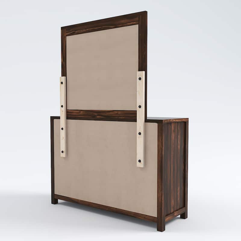 Lome Rustic Brown Wood 6-Drawer 2-Piece Dresser and Mirror Set by Furniture of America