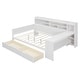 preview thumbnail 24 of 34, Full Size Wooden Daybed with Study Desk, Storage Shelves, and Two Drawers