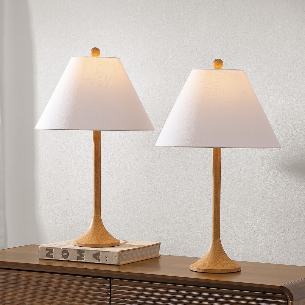 Albie 25" Modern Coastal Iron Column LED Table Lamp (Set of 2)