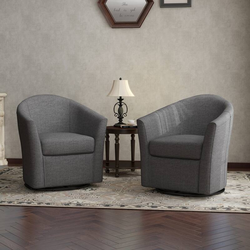 UIXE Swivel Barrel Accent Chair with Metal Base - 30.7"W x 29.9"H x 27.5"D