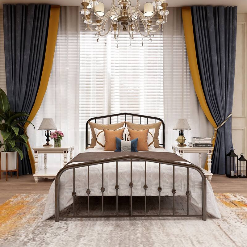 Aufank Platform Metal Bed Frame, Iron Slat, Easy Assembly