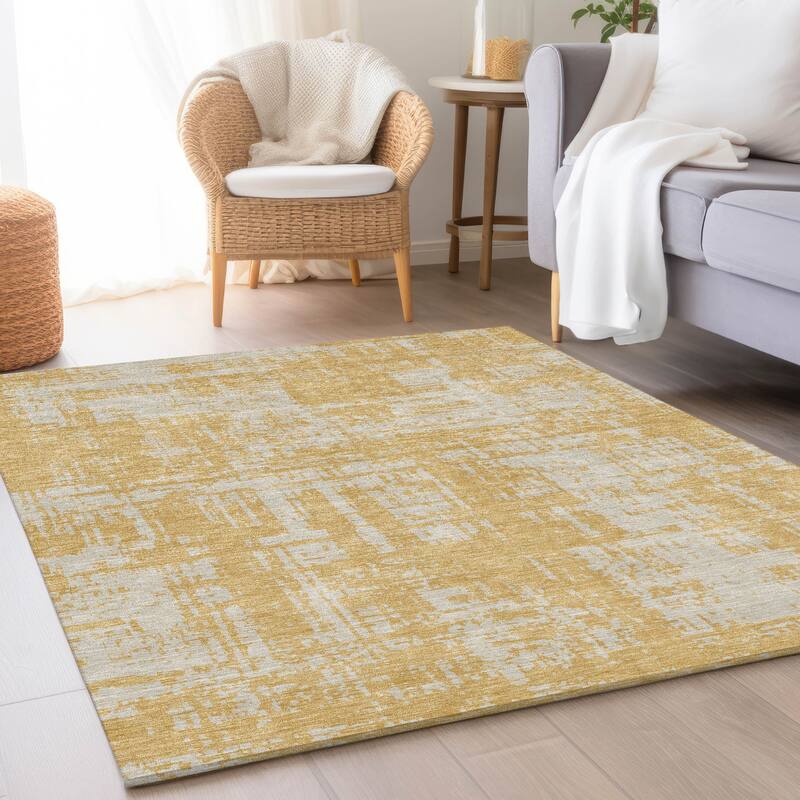 Premium Washable Super Soft Abstract Pixel Mayfield Rug - Gold - 9' x 12'